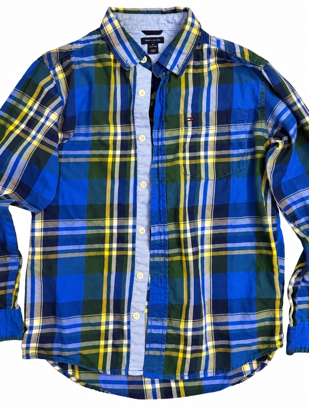 Tommy Hilfiger Blue, Green & Yellow Plaid Button-Down Shirt